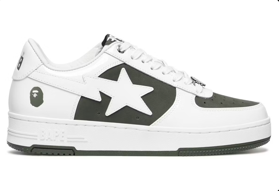 A Bathing Ape Bape Sta Low #6 White Olive Drab